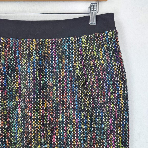 Trina Turk Skirt Womens 8 Black Colorful Tweed Boucle Wool Blend Pencil Lined - Picture 2 of 12